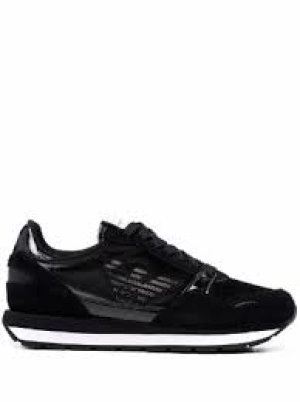 Image of Emporio Armani Leather Cupsole Trainers Black Size 5 Women