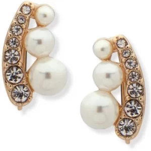 Image of Pearl Crystal Crawler Pierced Ears Earrings