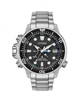 Image of Citizen Drivers Promaster Aqualand Eco-Drive Black And Blue Detail Dial Stainless Steel Bracelet Watch