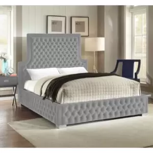 Image of Yanis Bed King Plush Velvet Silver