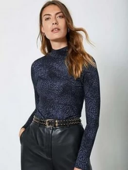 Image of Mint Velvet Mint Velvet Blue Animal Printed Polo