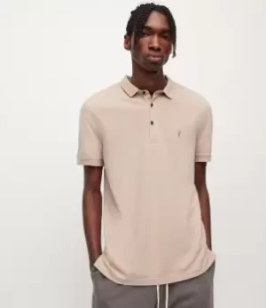 Image of AllSaints Mens Reform Short Sleeve Polo Shirt, Pink, Size: M