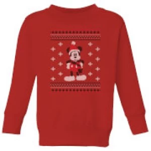 Image of Disney Mickey Scarf Kids Christmas Sweatshirt - Red - 5-6 Years