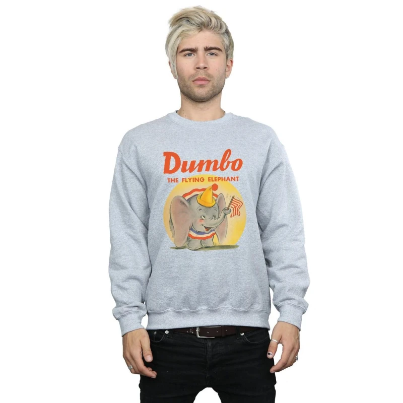 Image of Disney Men Dumbo Flying Elephant Sweatshirt in Grey Size: Small Grey S Male 5057955961370