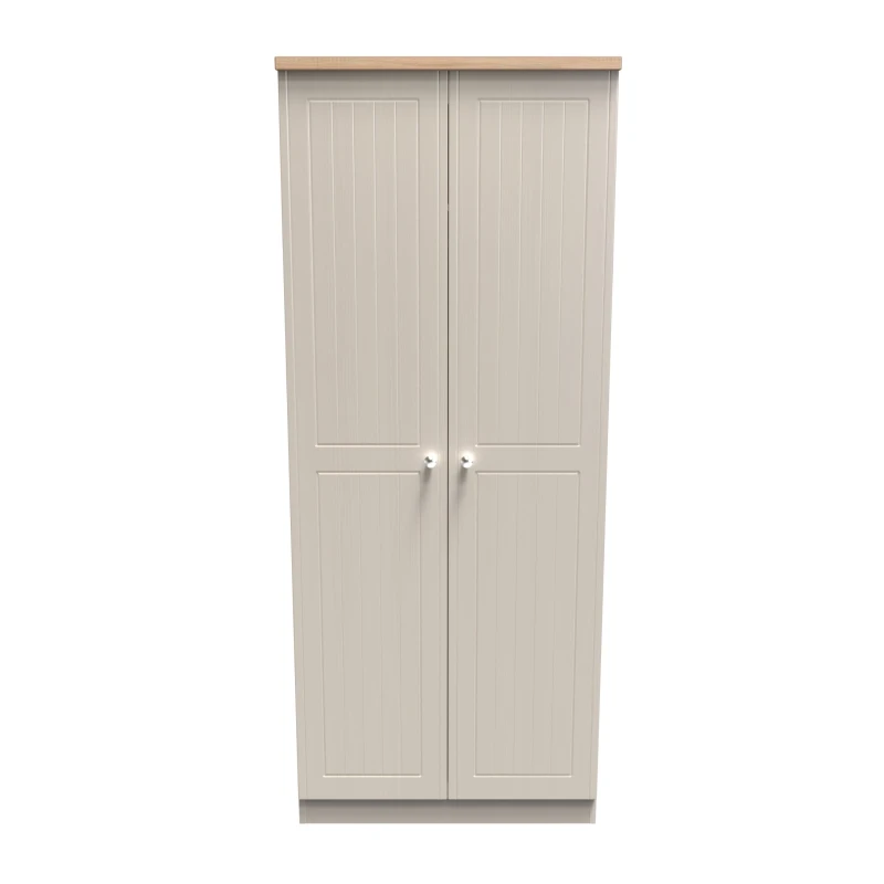 Image of Ready Assembled 2 U Norton 2 Door Wardrobe (Ready Assembled) in Taupe Size: Large Taupe Unisex Large
