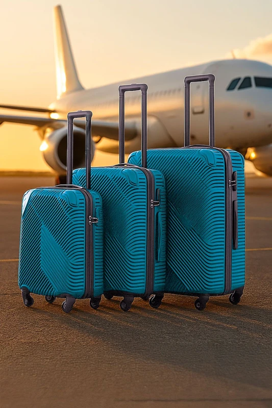 Image of Neo 3 Piece Hard Shell Luggage Suitcase Set in Bright Blue Size: 3 Pack Bright Blue Unisex 3 Pack