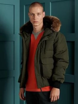 Image of Superdry Everest Quilted Bomber Jacket - Khaki, Size 3XL, Men