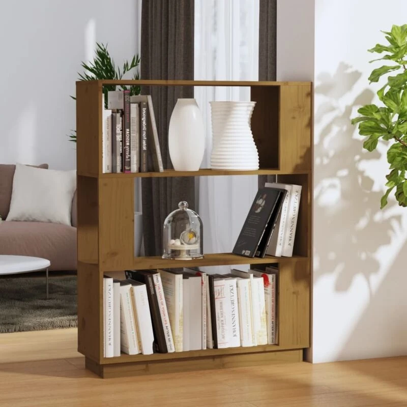 Image of VIDAXL Book Cabinet/Room Divider Honey Brown 80x25x101cm Solid Wood Vidaxl 8720286906002