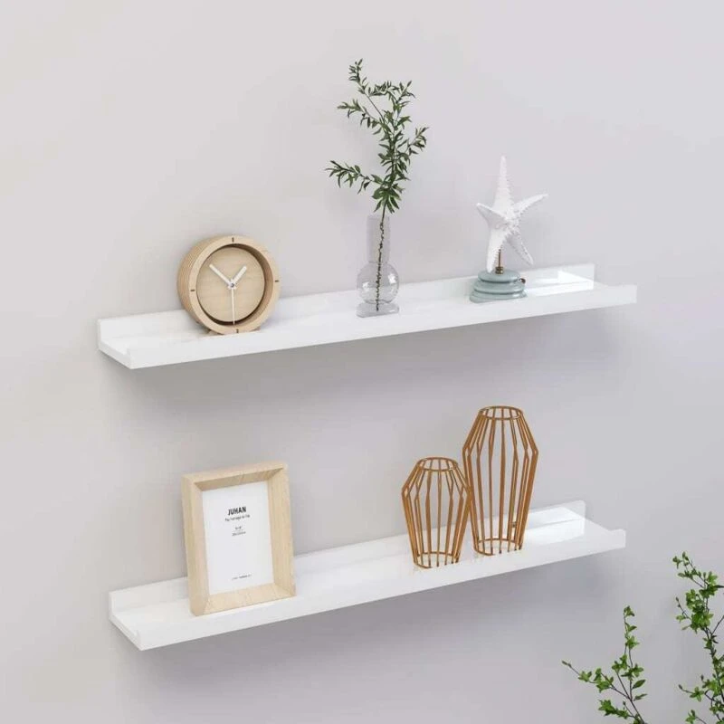 Image of VIDAXL Wall Shelves 2 pcs High Gloss White 60x9x3cm Vidaxl 8720286417508