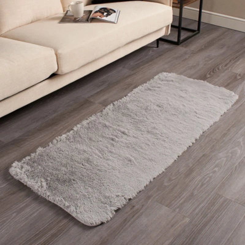Image of OHS OHS Fluffy Rug Anti Slip Plain Shaggy Floor Mat in Silver Size: 60cm x 150cm Silver 60cm x 150cm Unisex 5027434168385