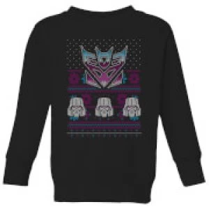 Image of Decepticons Classic Ugly Knit Kids Christmas Sweatshirt - Black - 11-12 Years