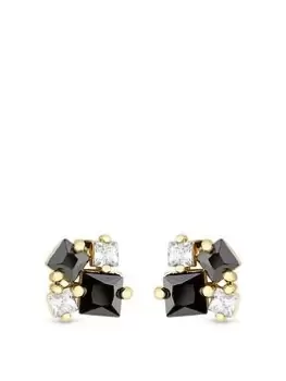 Image of Jon Richard Gold Plated And Jet Mixed Stone Stud Earrings