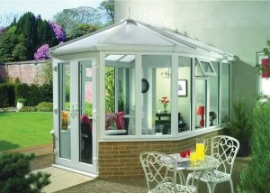 Image of Wickes Victorian Dwarf Wall White Conservatory - 12 x 9 ft