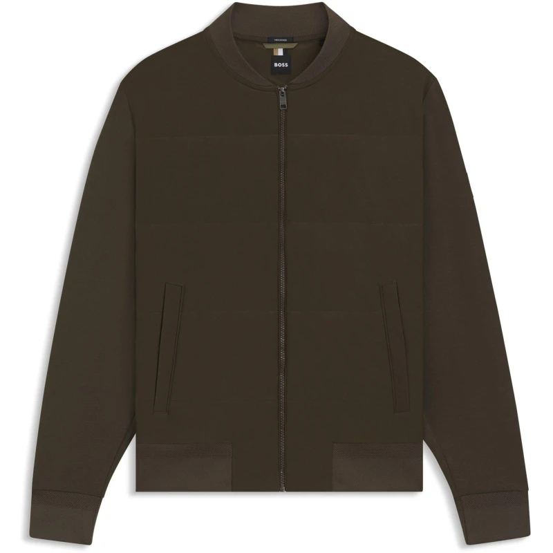 Image of Boss Mens HBB Skiles100 Full Zipped Sweatshirt, Padded Front, Pockets Open Green 342 male Large