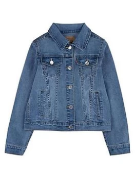 Image of Levis Girls Stretch Denim Trucker Jacket - Blue Size 6 Years, Women