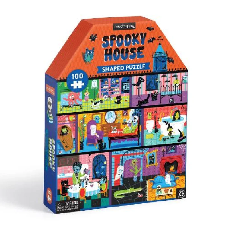 Image of Spooky House 100 piece House-Shaped Puzzle Jigsaw