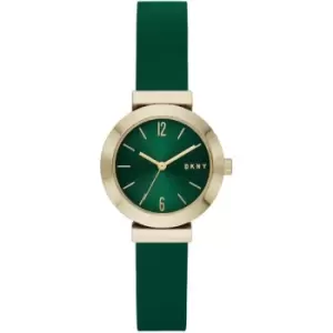 Image of Ladies DKNY Stanhope Three-Hand Green Leather Watch