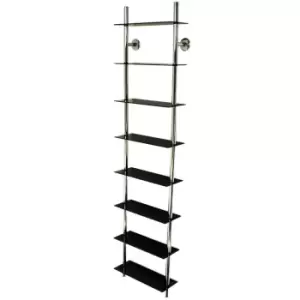 Image of Techstyle Wall Mounted 8 Tier Glass 240 Cd / 160 DVD / Bluray Storage Shelf Black