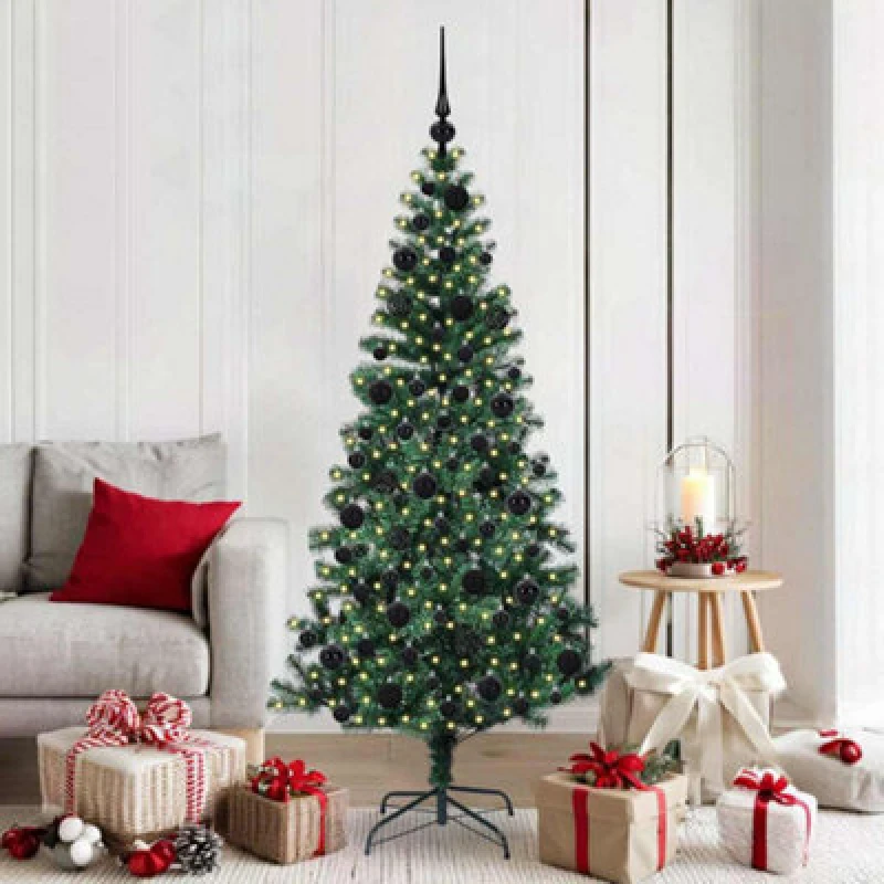 Image of Vidaxl Artificial Pre-Lit Christmas Tree Green 180 Cm Pvc And Metal