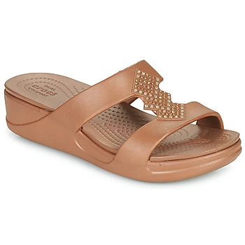 Image of Crocs CROCSMONTEREYSHIMMERSLPONWDG W womens Mules / Casual Shoes in Brown