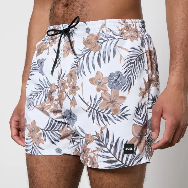 Image of BOSS Swimwear Piranha Floral-Print Shell Swimming Trunks - L Multi Swimwear and Beachwear male 50508844-100 L