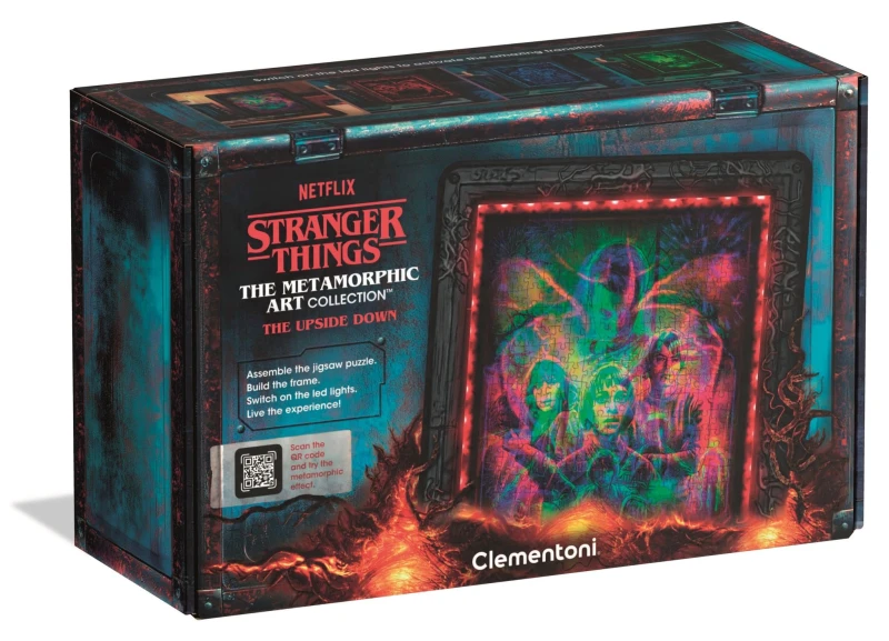 Image of Clementoni Stranger Things Metamorphic Art with LED Light: 520 Piece puzzle Colour-Changing Scene with Eleven Friends and the Mind Flayer