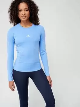 Image of adidas Tech-Fit Long Sleeve T-Shirt, Blue Size M Women
