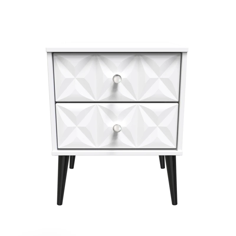 Image of Toledo 2 Drawer Bedside Cabinet In White Matt (Ready Assembled)