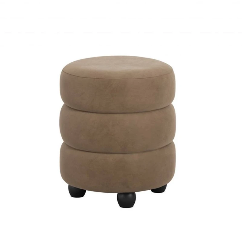 Image of Lemon Pavilion Furniture Emi Pouffe - Velvet/Pine - L43xW43xH49.5cm - Mole/Black in Brown Brown Unisex