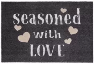 Image of Recylon Black Quote Design Heavy Duty Mat, 120Cm X 67Cm