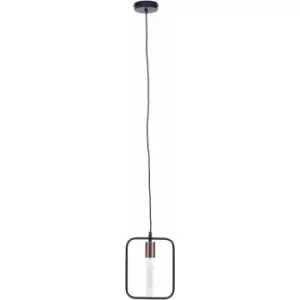 Image of Premier Housewares Chandelier / Ceiling Light Black And Copper Pendant Lights For Ceiling / Hallway / Living Room Tubular Bulb Lighting For Halls /