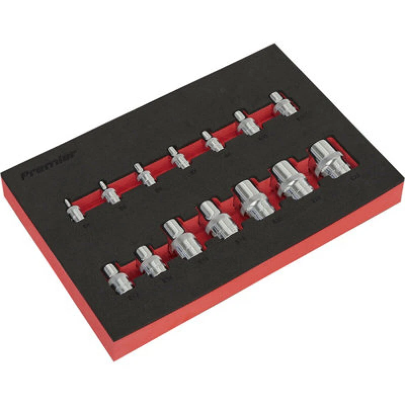 Image of Loops 14 PACK TRX Star Socket Set - 1/4" 3/8" 1/2" Square Drive Chrome Vanadium Steel Metallics
