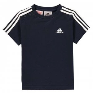 Image of adidas Stripe Essential T Shirt - Navy/White