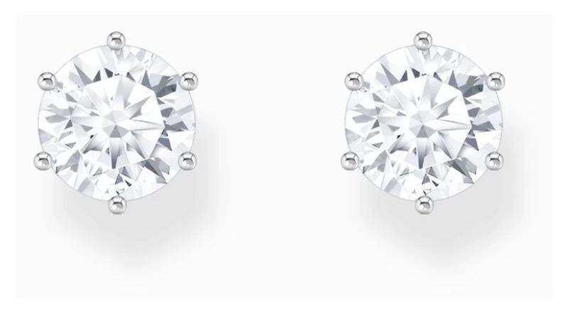 Image of THOMAS SABO Silver 7mm White Zirconia Brilliant Cut Stud Earrings