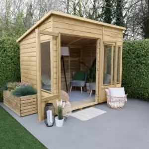 Image of Forest Garden Oakley 8X6 Pent Overlap Solid Wood Summer House With Double Door (Base Included)