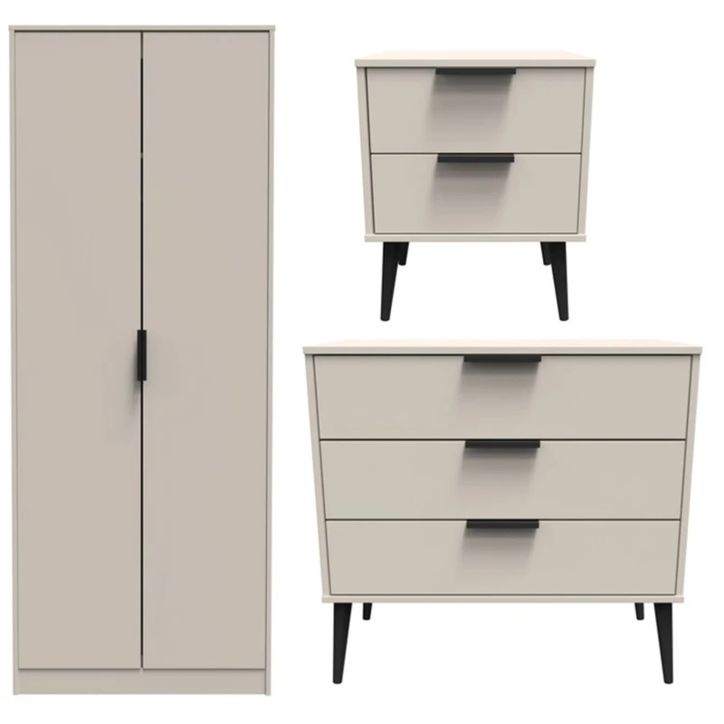 Image of Ready Assembled 2 U Tulsa 3 Piece Bedroom Furniture pack (Ready Assembled) in Taupe Size: Large Taupe Unisex Large