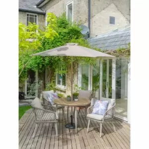 Image of LG Outdoor Sarasota 4 Seat Round Dining Set with 2.7m Wood-effect Parasol