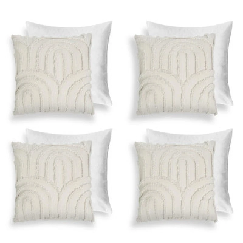 Image of OHS OHS 4 Pack Tufted Arch Filled Cushion Cover in Natural Size: 45cm x 45cm Natural 45cm x 45cm Unisex 5027434233229