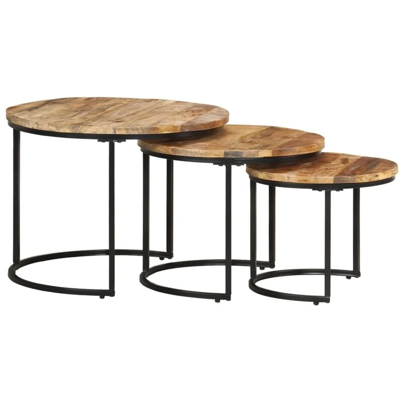 Image of VIDAXL Nesting Tables 3 pcs Rough Mango Wood Vidaxl 8720286668627
