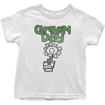 Image of Green Day - Flower Pot Kids 5-6 Years T-Shirt - White