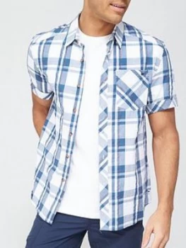 Image of Regatta Deakin Short Sleeve Checked Shirt - White, Size S, Men