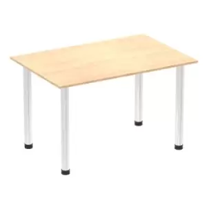 Image of Impulse 1200mm Straight Table Maple Top Chrome Post Leg