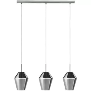 Image of Netlighting Murmillo 3 Light Ceiling Pendant Bar Polished Chrome, Smoked Glass,