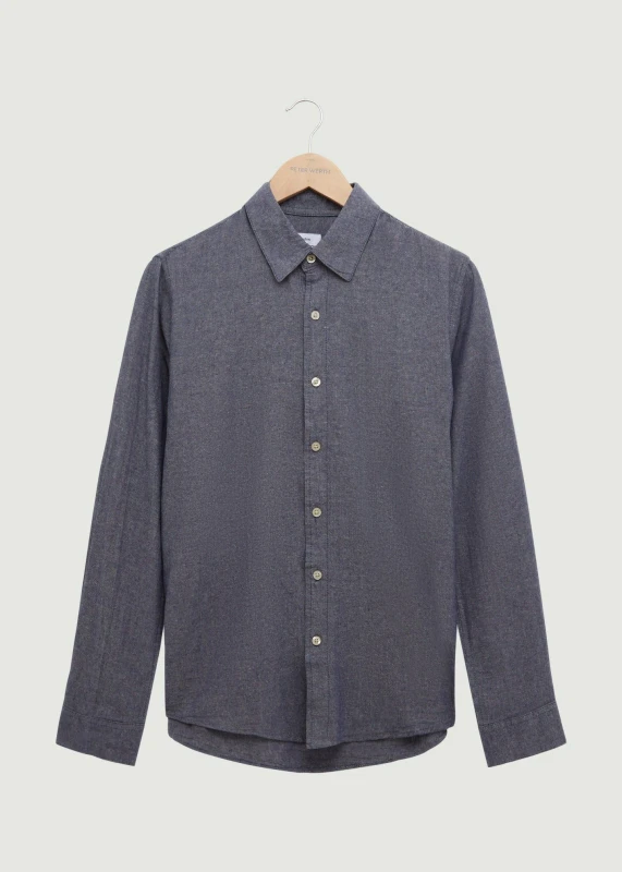 Image of Peter Werth Mens Kent Long Sleeve Shirt in Dark Indigo for Smart Casual Style Size: Medium Dark Indigo Male M