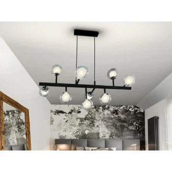Image of Schuller Altais - 9 Light Dimmable Crystal Multi Arm Ceiling Pendant with Remote Control Matt black, chrome, G9