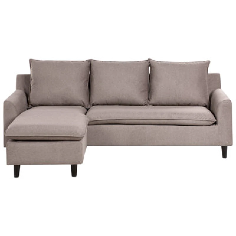 Image of Beliani Corner Sofa 3 Seater Elvenes Fabric Taupe Right Hand