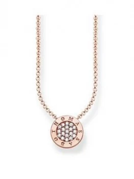Image of Thomas Sabo Sterling Silver Classic Logo Cubic Zirconia Rose Gold Plate Pendant, One Colour, Women