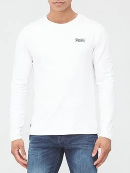 Image of Superdry Orange Label Embroidered Long Sleeve Top - White, Size L, Men