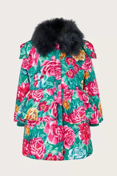 Image of Floral Printed Padded Coat