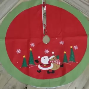 Image of 90cm Diameter Festive Felt Fabric Santa and Reindeer Christmas Tree Skirt